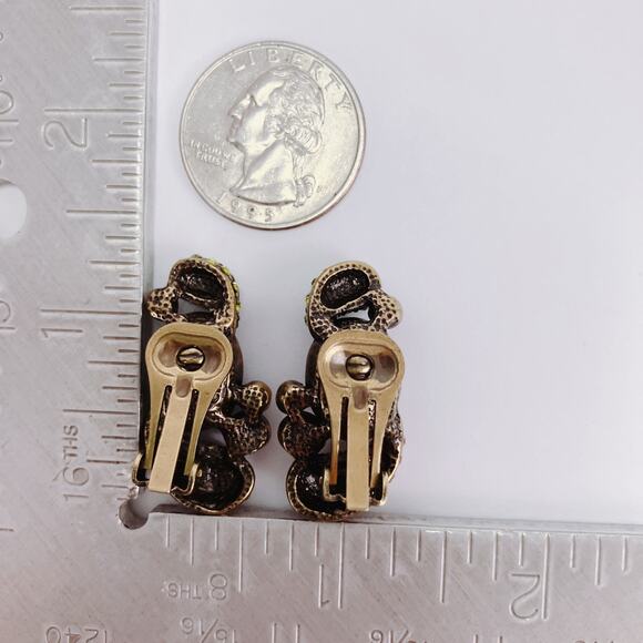 Signed Heidi Daus Swarovski Crystal Clip-On Earrings Topaz Cluster Rhinestones - Picture 10 of 13